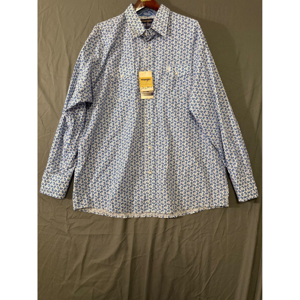 Wrangler George Strait Troubadour Shirt Mens XXL Blue White Paisley MGSB845 NWT